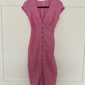 Free People | pink Midi button up dress
